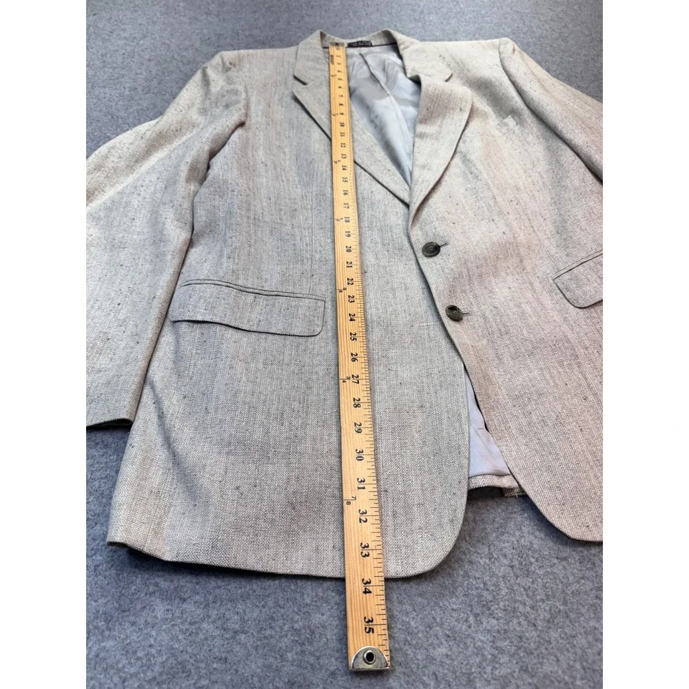 Egon Von Furstenberg Silk Blazer Mens 44‎ Beige Two Button Sport Coat Pure Silk